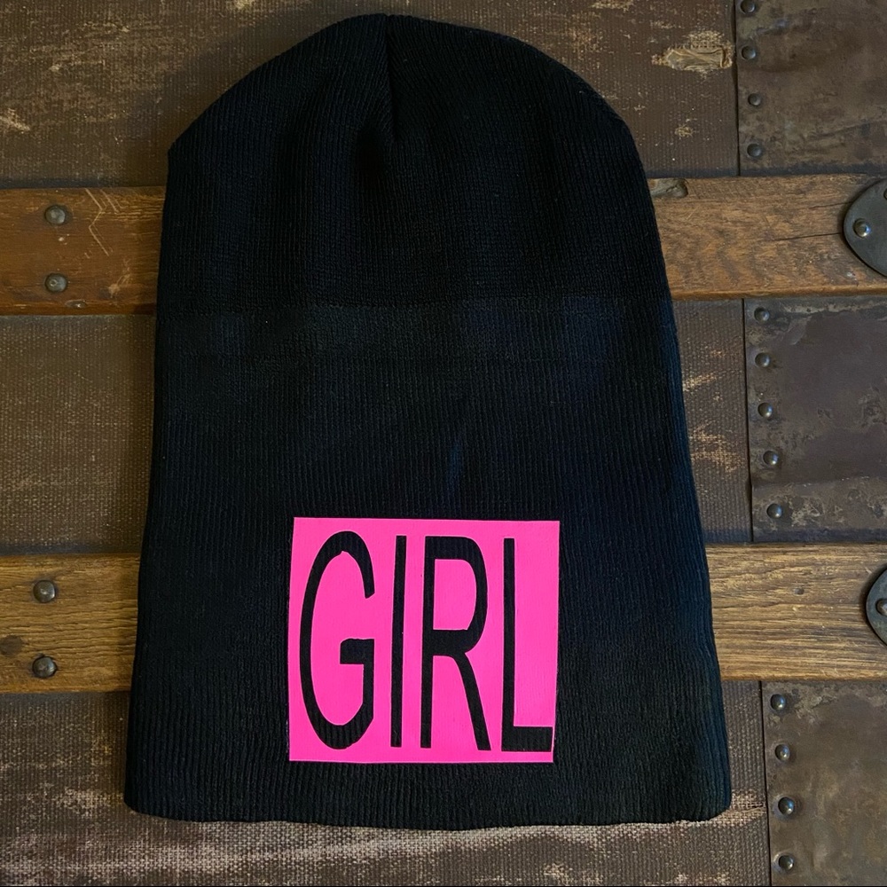 Black GIRL stocking cap by U Got Me Twisted Apparel (c) for women & girls.